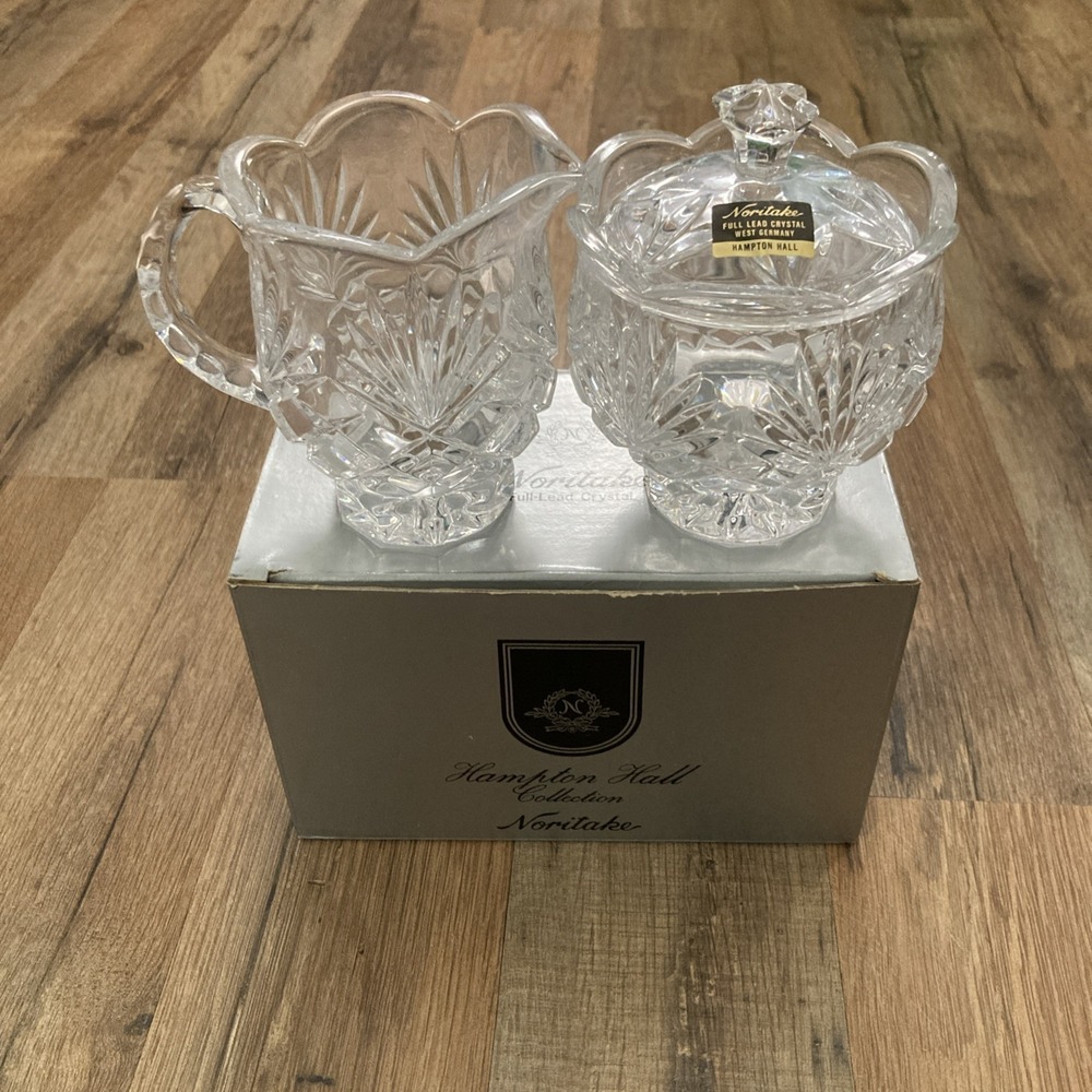 Noritake Crystal Creamer & Sugar Set Hampton Hall Collection New In Box